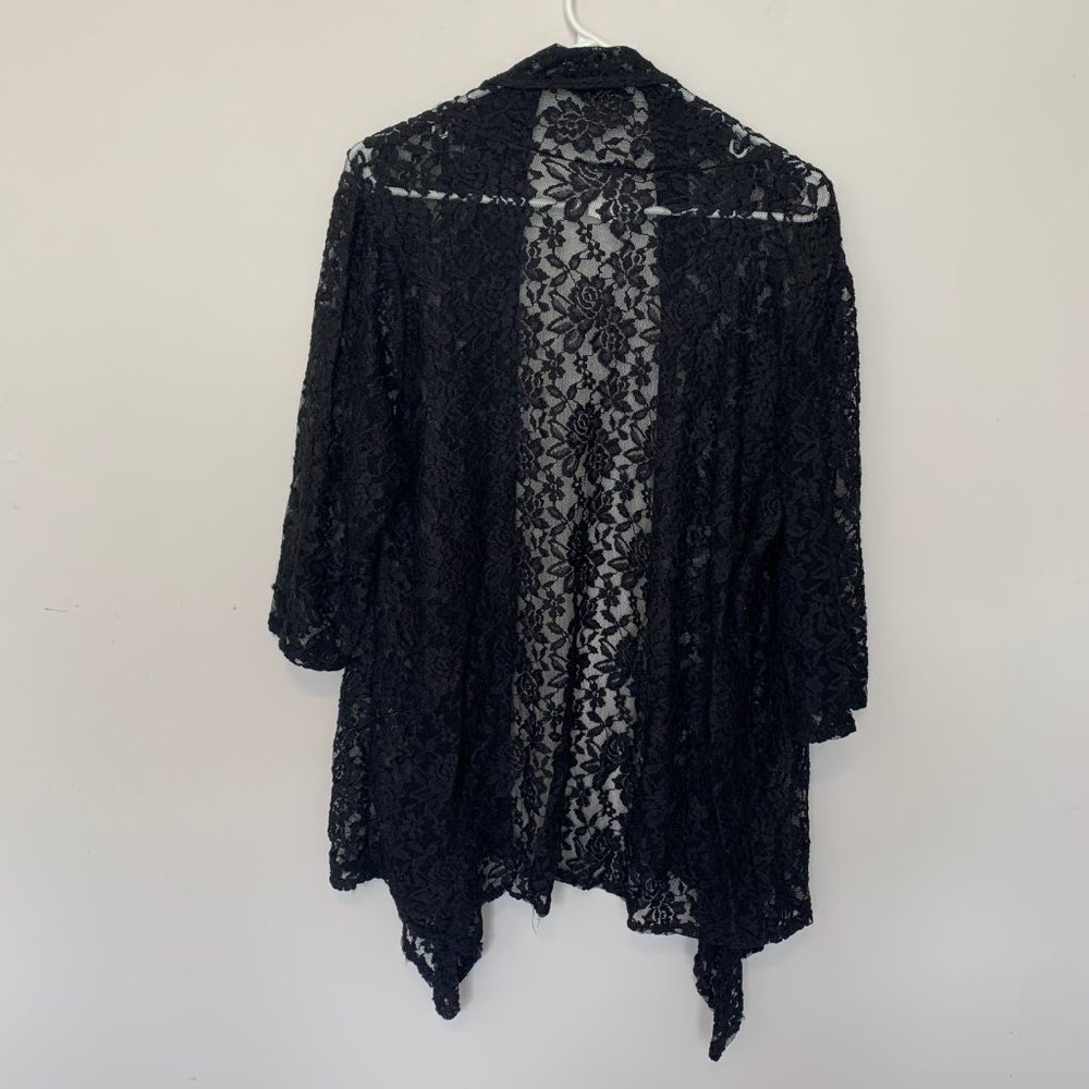 DOUBLE TAKE BLACK FLORAL LACE CARDIGAN SIZE 1X - Picture 5 of 7